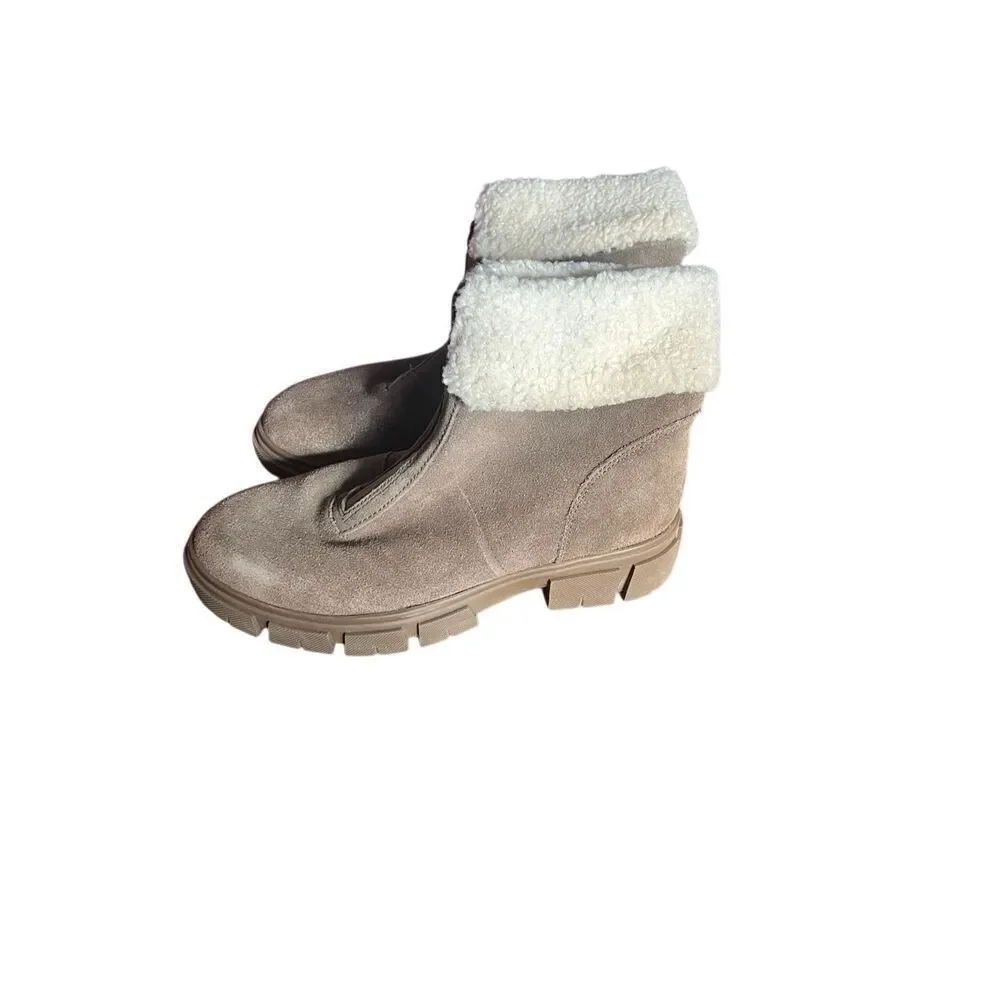 Blondo Plaka Waterproof Faux Fur Boot Dark Taupe Bootie, Size 7